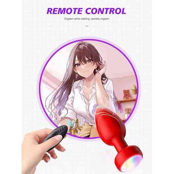 Анальна пробка що світиться з вібрацією і Д/У Light Anal Plug 3,5*9 см червона — Анальні іграшки Вінниця