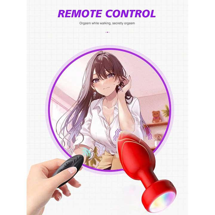 Анальна пробка що світиться з вібрацією і Д/У Light Anal Plug 3,5*9 см червона — Анальні іграшки Вінниця - фото 4