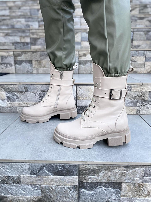 Черевики жіночі M.KRAFT бежеві натуральна шкіра висота 18см підошва 3см (K-60) Коломия - фото 1