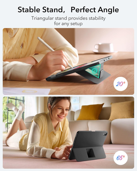 Чохол-клавіатура ESR Flex для iPad Air 11" (M4/M2/M1): магнітна знімна конструкція, великий трекпад, Bluetooth, темно-сірий Київ - фото 6