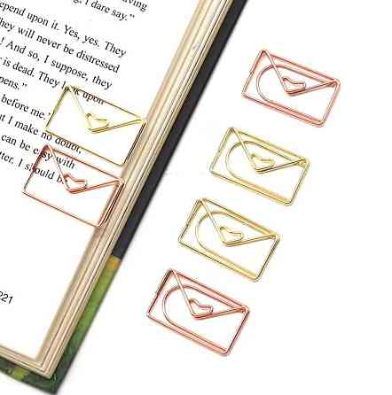 Набор металлических скрепок закладок 10 шт в форме конверта с сердцем, декоративные скрепки для книг и планера Киев