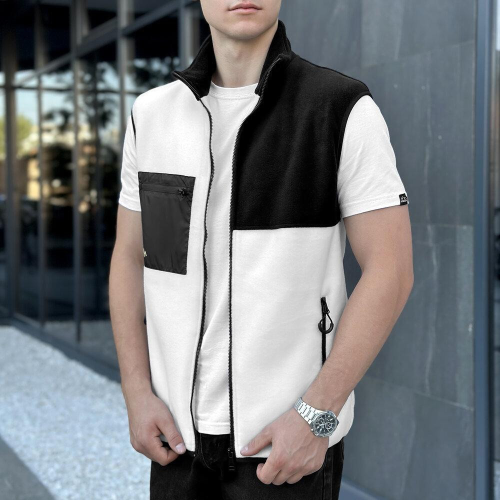 Чоловіча флісова жилетка Pobedov Wolf молочно-чорна Київ - фото 7