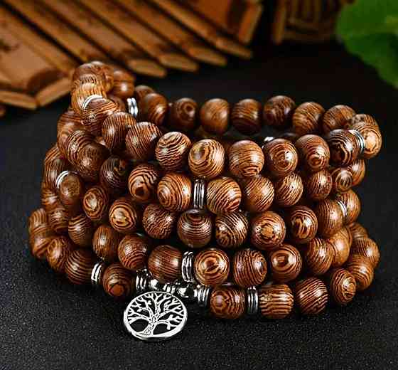 Сандаловые четки 108 бусин Mala Beads с подвеской «Дерево жизни» – браслет для йоги и медитации Киев