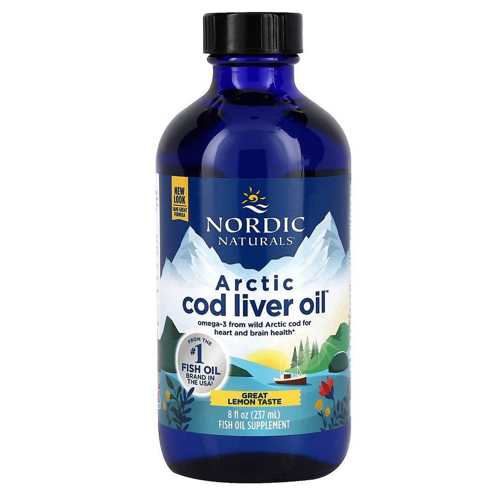 Рыбий жир жидкий из печени арктической трески (Cod Liver Oil) 237 мл со вкусом лимона Київ - фото 1