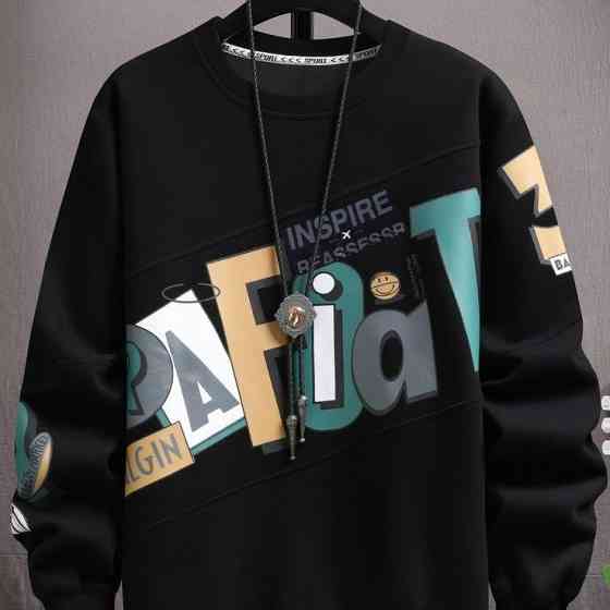 Світшот чорний жіночий з принтом 2711524674 розмір 48 Дніпро