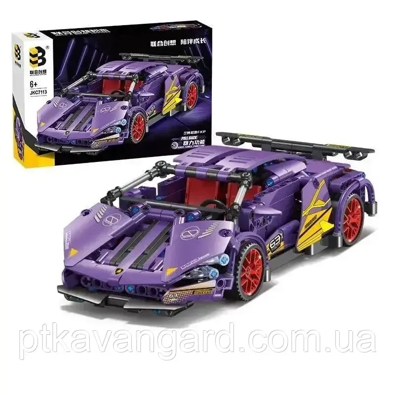Конструктор машинка Ламборджини 470 деталей Техник JKC 7113 фиолетовый Хмельницкий - изображение 7