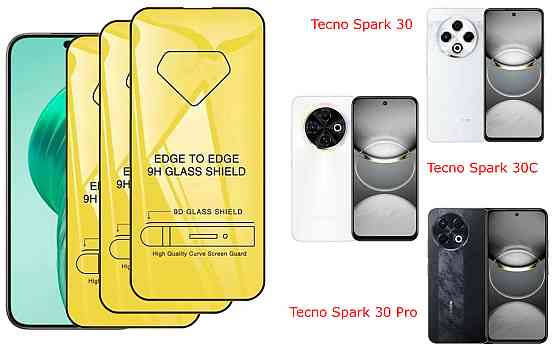 Захисне скло DefenzoGlass для Tecno Spark 30 KL6, Spark 30C KL5n, Spark 30 Pro – подвійна міцність Київ