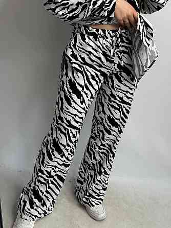 Костюм жіночий літній льон Чорно-Білий Тваринні принти ML Харків