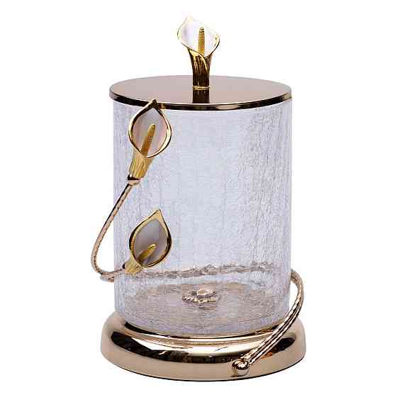 Цукерниця скляна 14×23 см з квітковим металевим декором цукерниця з кришкою HP-7-6 Київ