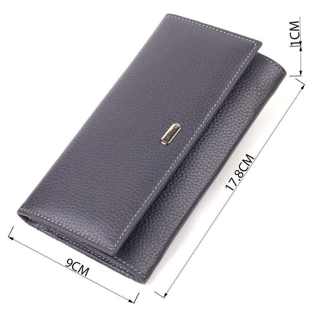 Вместительный кошелек для женщин из натуральной кожи Серый (CANPELLINI) Киев - изображение 7