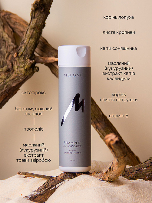 Шампунь від лупи з октопіроксом Anti-Dandruff MELONI 250 мл Київ - фото 3