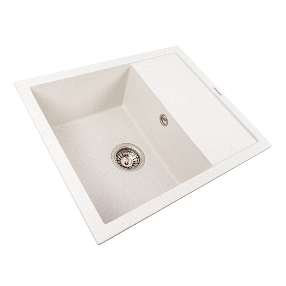 Гранітна мийка VALESO 5850 REYNA матова Біла в крапку Коломыя - изображение 3