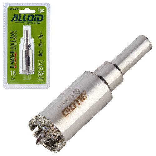 Свердло корончате алмазне по склу та кераміці 18мм з центрувальним свердлом Alloid Одеса - фото 1