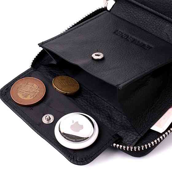 Портмоне для женщин на молнии в классическом цвете из натуральной кожи Черный (ST Leather) Киев