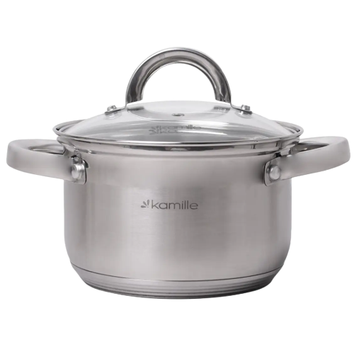 Каструля нержавіюча сталь 5,1л з кришкою порожнисті ручки 5622S KAMILLE Житомир - изображение 1