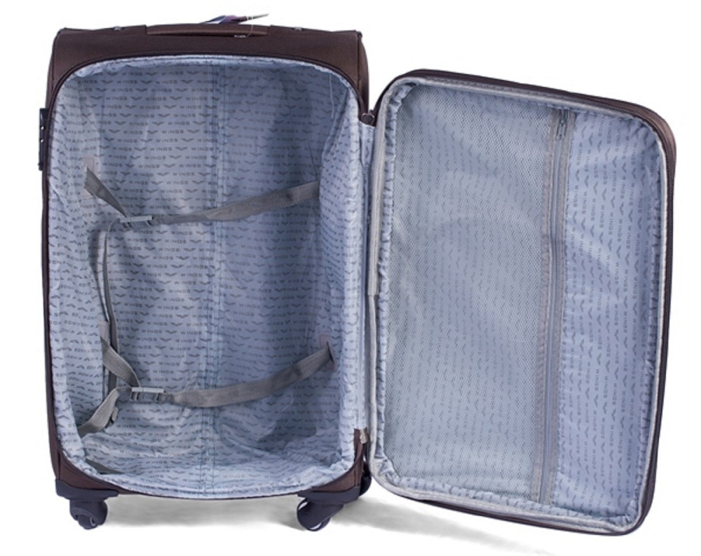 Валіза тканинна WINGS 1708 середня 66 см коричнева з усмішкою 4 колеса Київ - фото 6