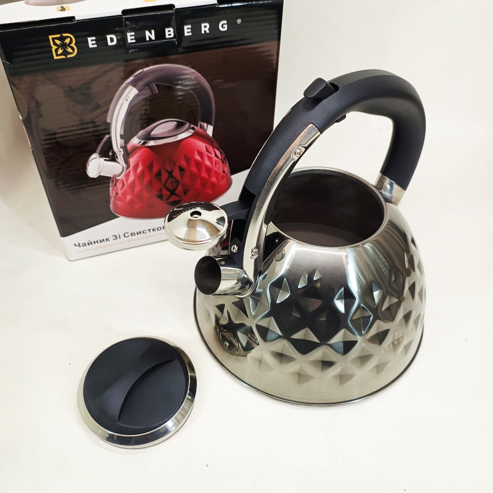 Чайник на три литра для плиты, Чайник с удобным носиком для налива воды Современный со свистком EO-72 Львов - изображение 4