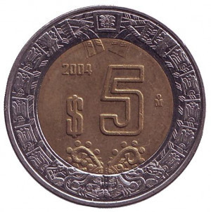 Монета 5 песо. 2004 рік, Мексика. (БД) Полтава - фото 1