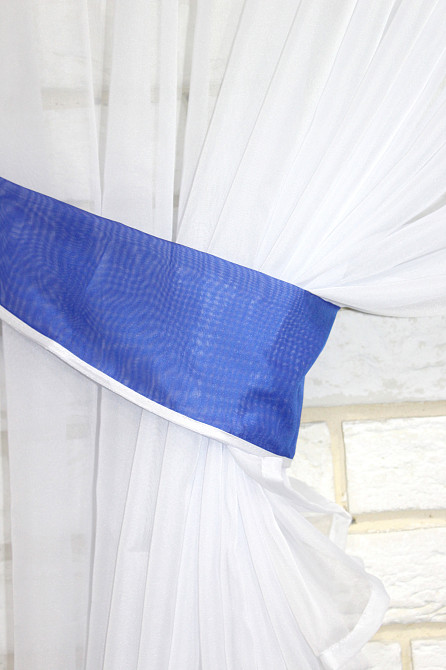 Кухонний комплект VR-Textil № 062к шторка з ламбрекеном синій з білим 200х170 см (50-614) Київ - фото 4