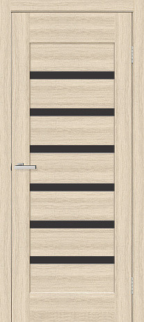 Міжкімнатні двері Оміс Лагуна чорне скло Дуб Білений 800х2000 мм Київ - фото 1