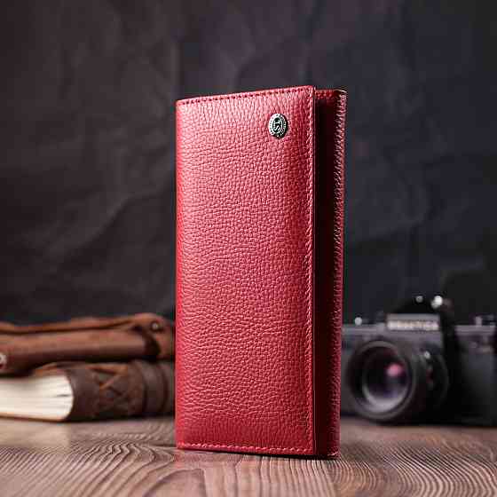 Яркий женский кошелек горизонтального формата из натуральной кожи ST Leather 22514 Красный Киев