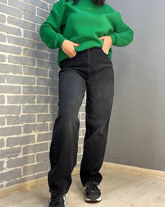 Джинсы женские Q-4 3013 Skaiter багги свободные оверсайз швы на коленях затяжка на талии черные, черный, 28, 28, 72 см, 107 см Киев - изображение 17