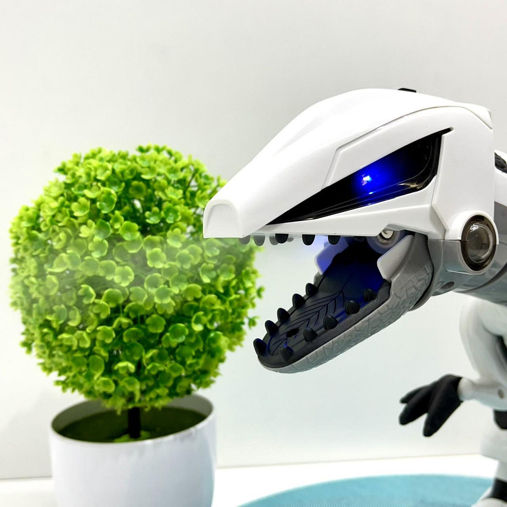 Робот-динозавр на радіокеруванні ходити танцює гарчити реагує на дотик з парою та підсвічуванням 59см Біло-чорний (K29) Чернігів - фото 4