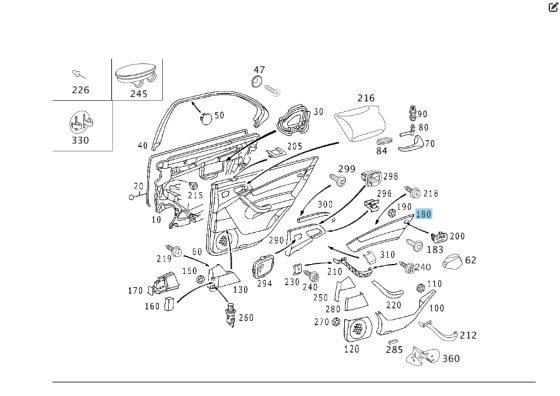 Mercedes-Benz  A2207309370 1A20 Вставка бежева шкіра в задню ліву дверну карту S-class long V220 Одеса