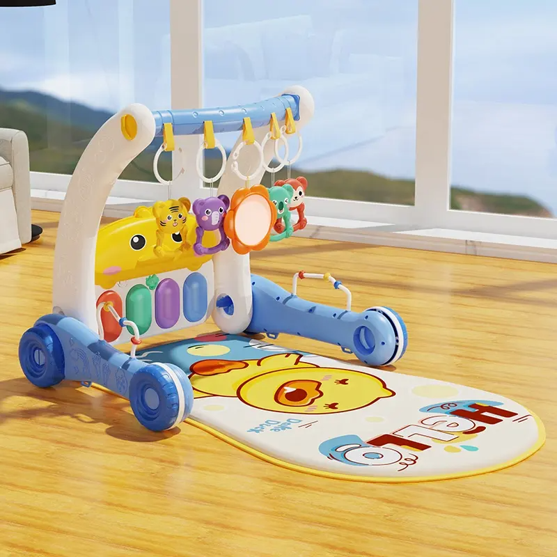 Музыкальный игровой коврик-ходунки с пианино, игрушками и зеркальцем, 2в1, голубой Каменец-Подольский - изображение 1