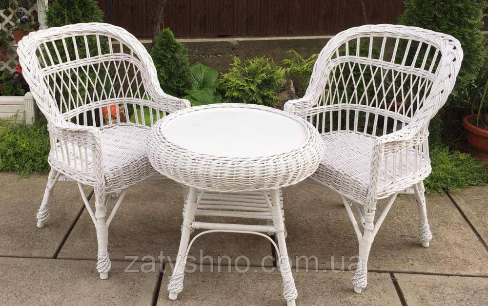 Білі плетені меблі|  Комплект плетених меблів | меблі з лози з журнальним столом Київ - фото 2