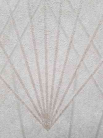 Шпалери вінілові на флізеліні Sintra Simmetria геометрія фігури смуги світло-коричневі срібло 524435 Київ