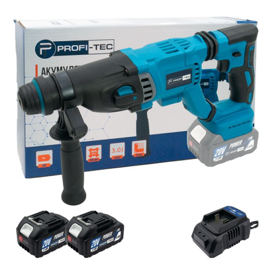 Потужний акумуляторний перфоратор PROFI-TEC PBH201BL POWERLine : з АКБ 2шт-20 V х 4.0 Аh + ЗП, 3.0 Дж Київ