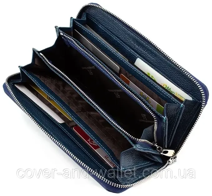Большой бирюзовый кожаный женский кошелек на молнии ST Leather ST 201 Киев - изображение 7