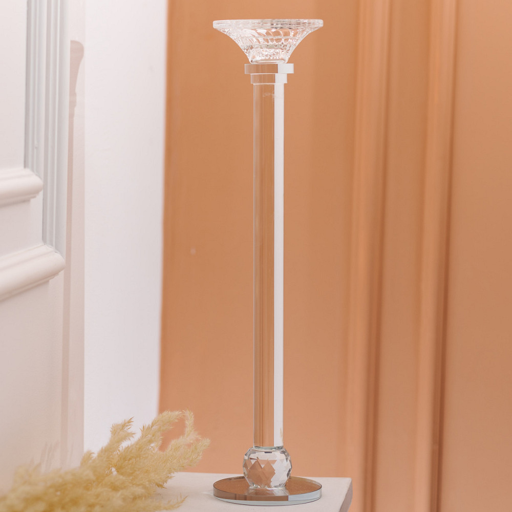 Декоративний скляний підсвічник на тонкій ніжці 39 см Київ - фото 2