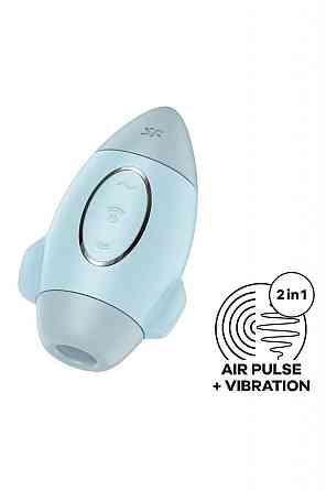 Вакуумный вибратор двойного действия в виде Ракеты Satisfyer Mission Control, голубой Sex Aura Киев