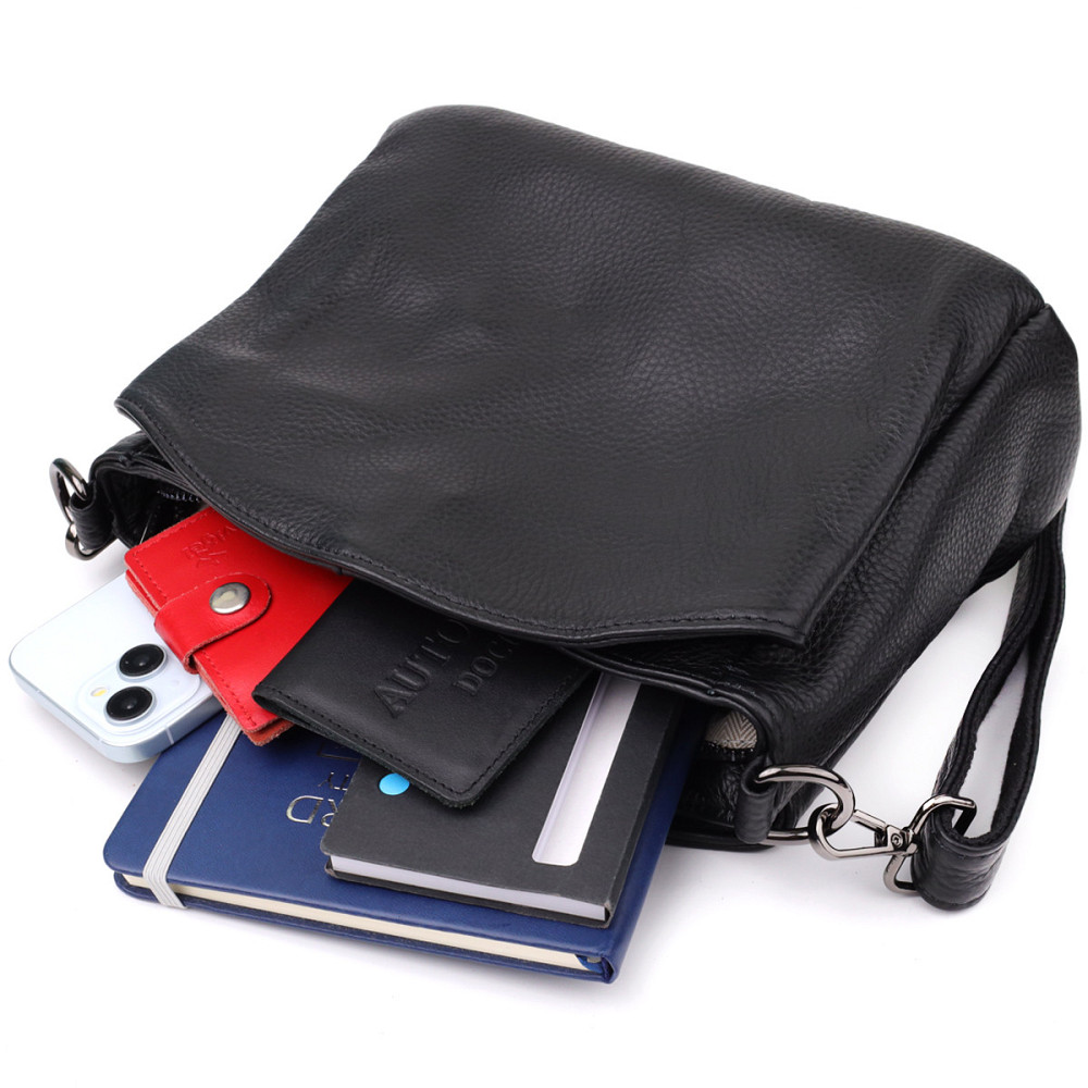 Сумка на плече з натуральної шкіри Vintage 23007 Чорний Київ - фото 10