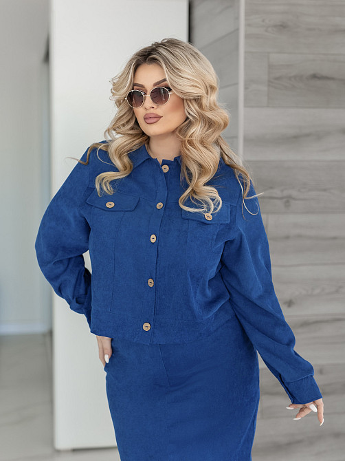 Жіночий костюм з мікровельвету Favorit 46-48, Джинс Київ - фото 3