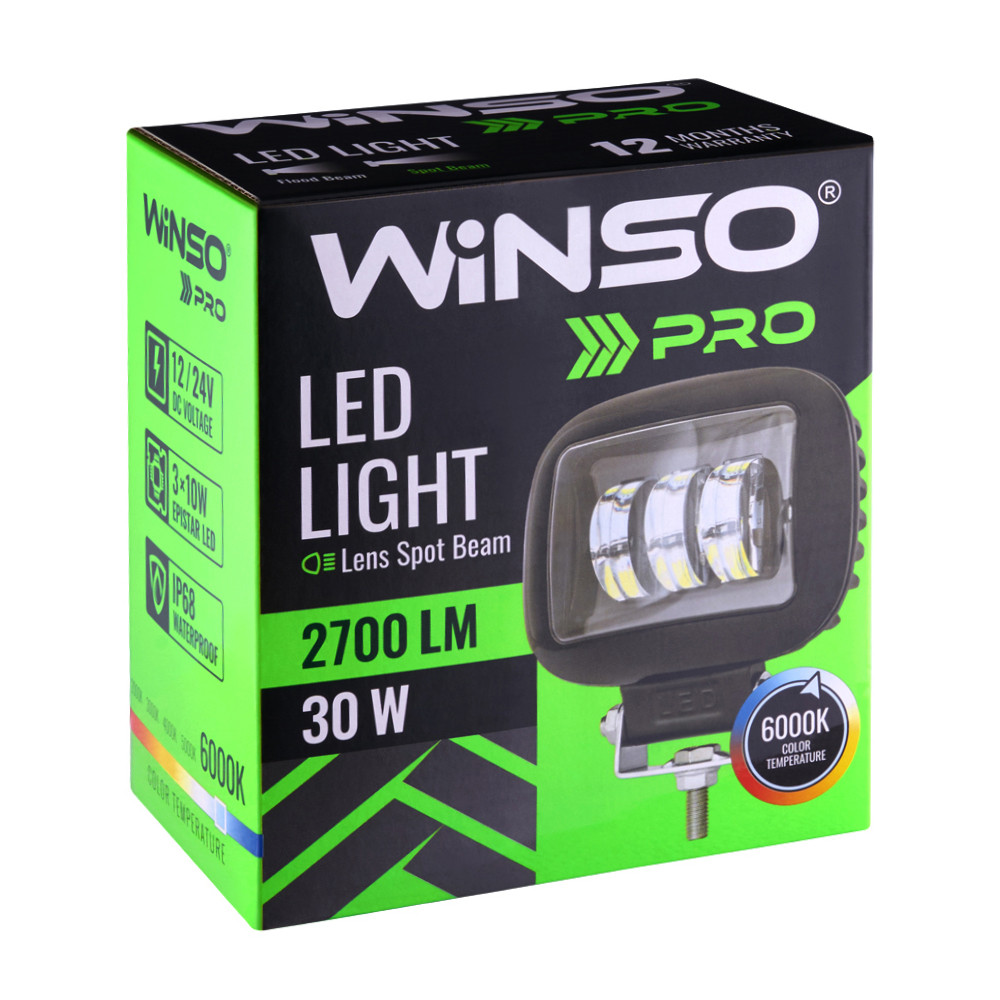 Фара светодиодная Winso Pro 10-30V, 30W (3x10W), 2700Lm, CSP1860DE 1шт (780780) Львов - изображение 2