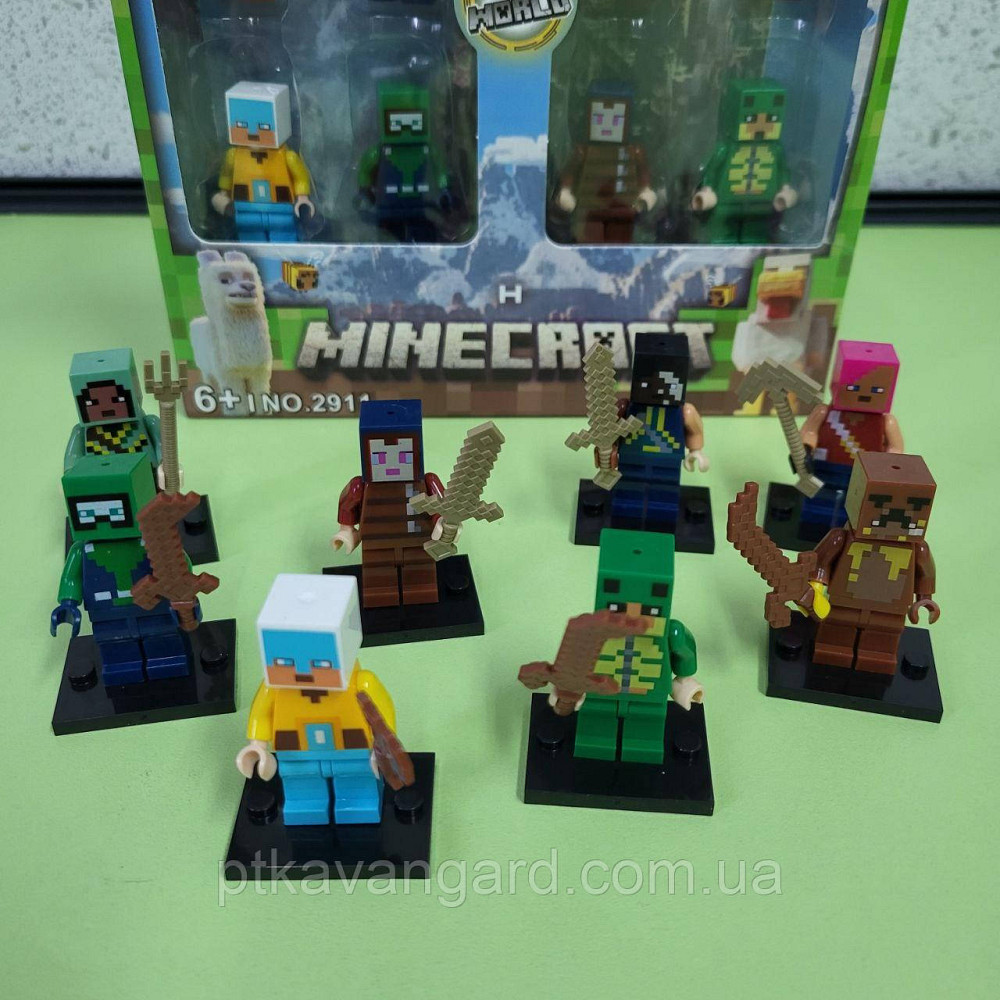 Фігурки Minecraft набір 8 шт + зброя, на підставках 2911-2 Хмельницький - фото 7