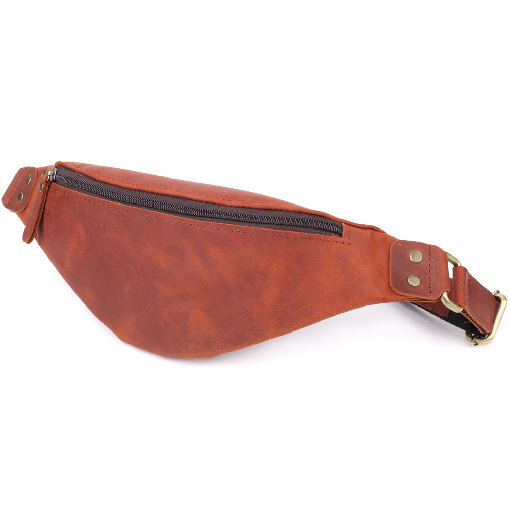 Чоловіча практична бананка з натуральної вінтажної шкіри Рудий (SHVIGEL) Київ - фото 5