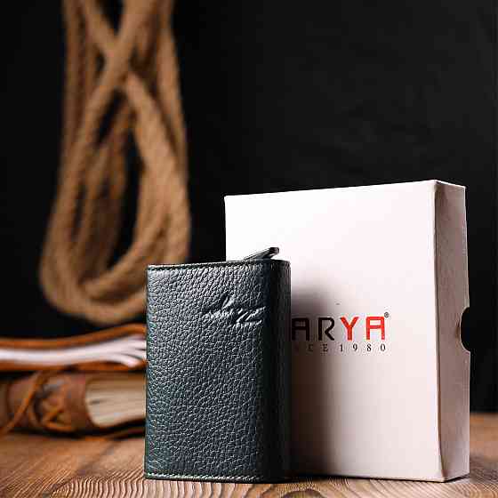 Оригинальная визитница из натуральной зернистой кожи Зеленый (KARYA) Киев