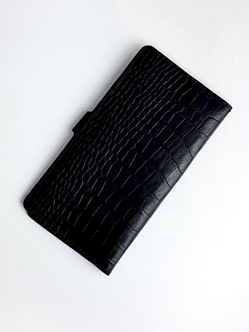 Мужское портмоне из натуральной кожи тиснение крокодил SR028 (Черный) Сумы - изображение 3