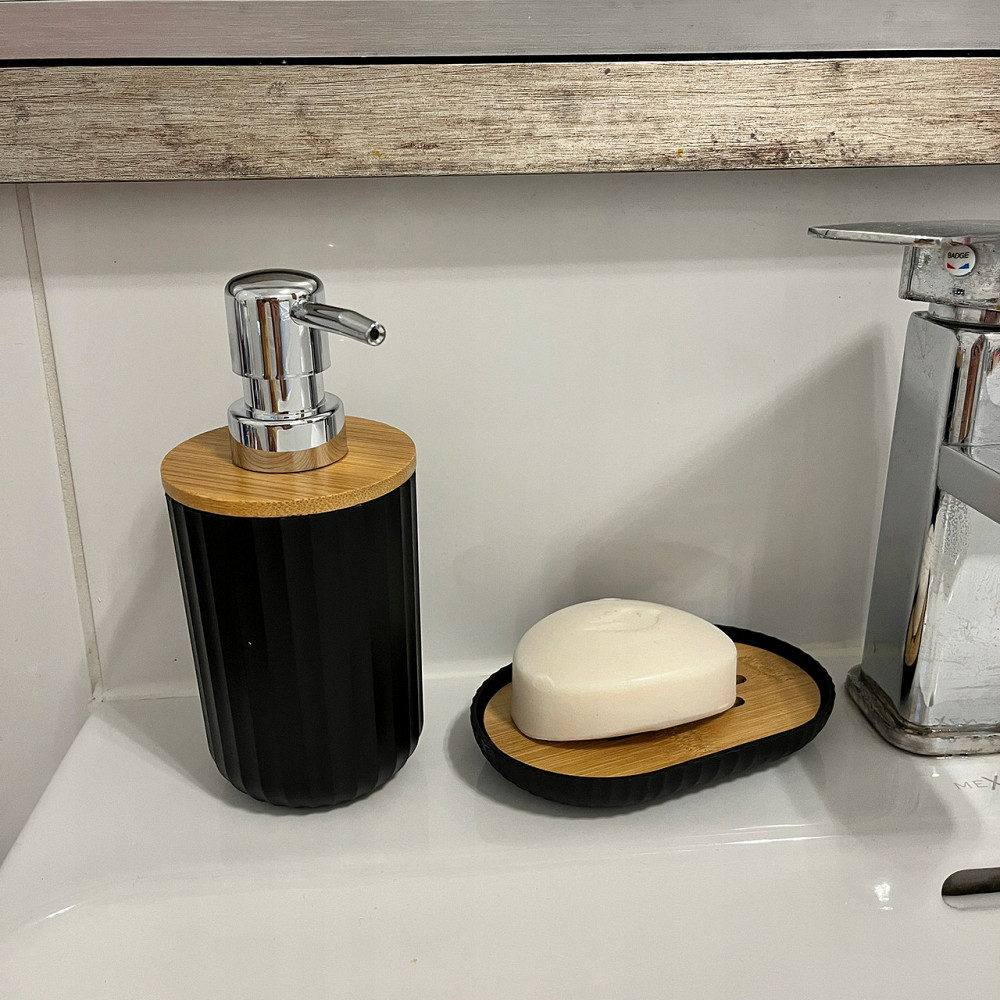 Набір аксесуарів для ванної кімнати 6в1 з бамбука Ruhhy (24636) Чорний Нововолинськ - фото 8