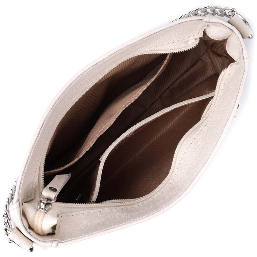 Сумка багет з ланцюжком і знімним ремінцем з натуральної шкіри Shvigel 22835 Бежева Київ - фото 7