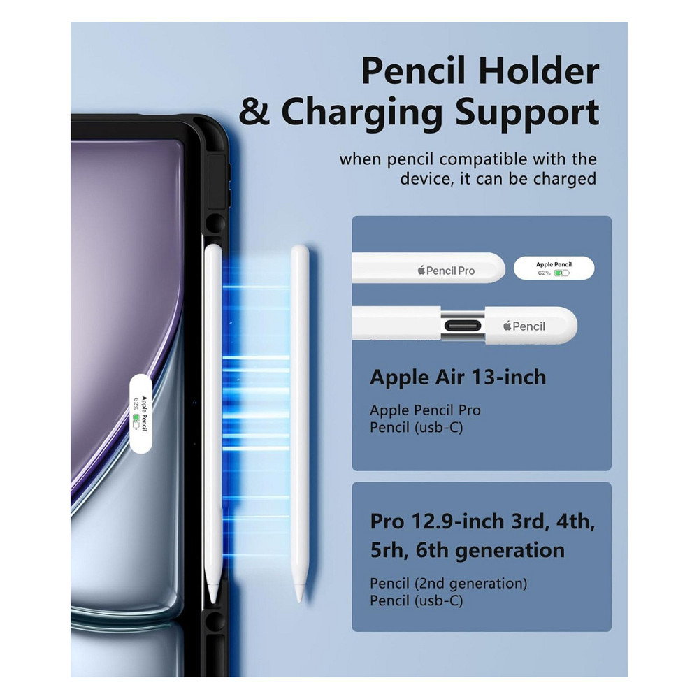Чохол з клавіатурою кейс Harvopu for iPad Air 13 і Pro 12.9 Чорний мультитач трекпад 7 кольорів підсвітка магнітна клавіатура Київ - фото 7