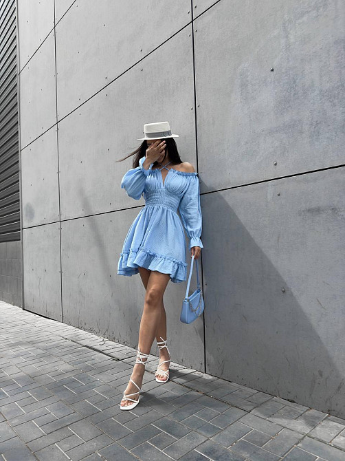 Женское летнее романтичное мини платье натуральный муслин Одесса - изображение 3