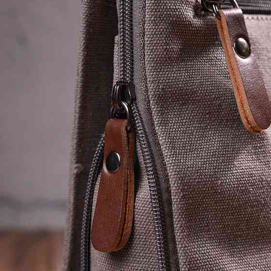 Практична вертикальна чоловіча сумка з текстилю Сіра (Vintage) Київ