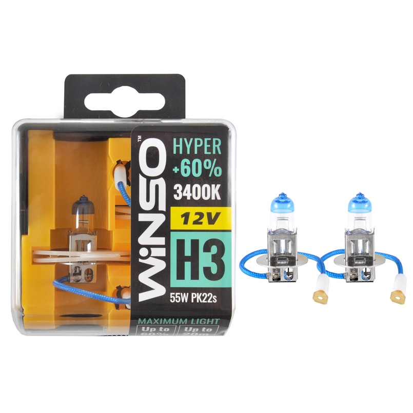 Галогеновая лампа Winso H3 12V 55W PK22s SET HYPER +60% 2шт Львов - изображение 1