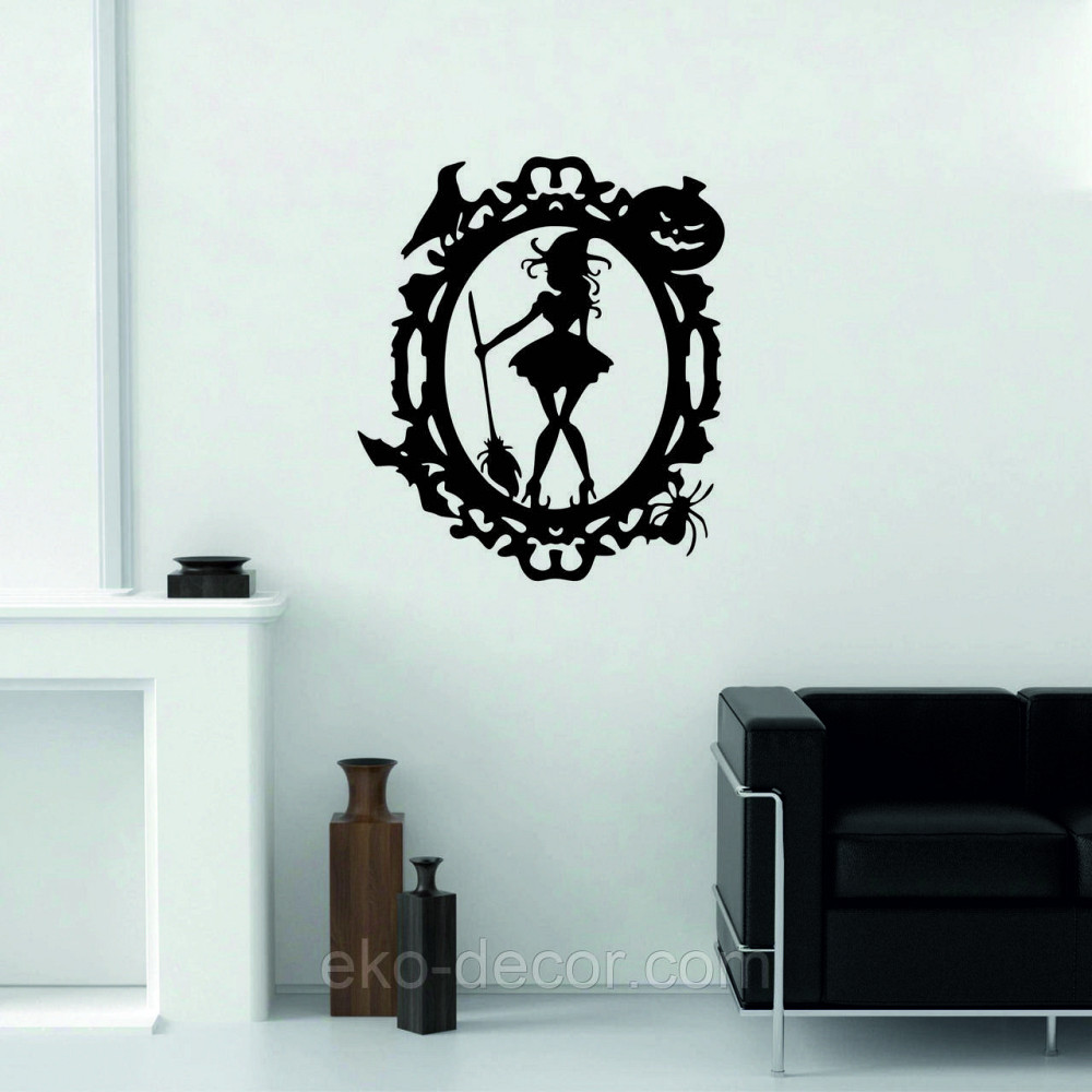 Декоративное настенное Панно «Ведьма с веником», Декор на стену 70*60 см, Черный Киев - изображение 1