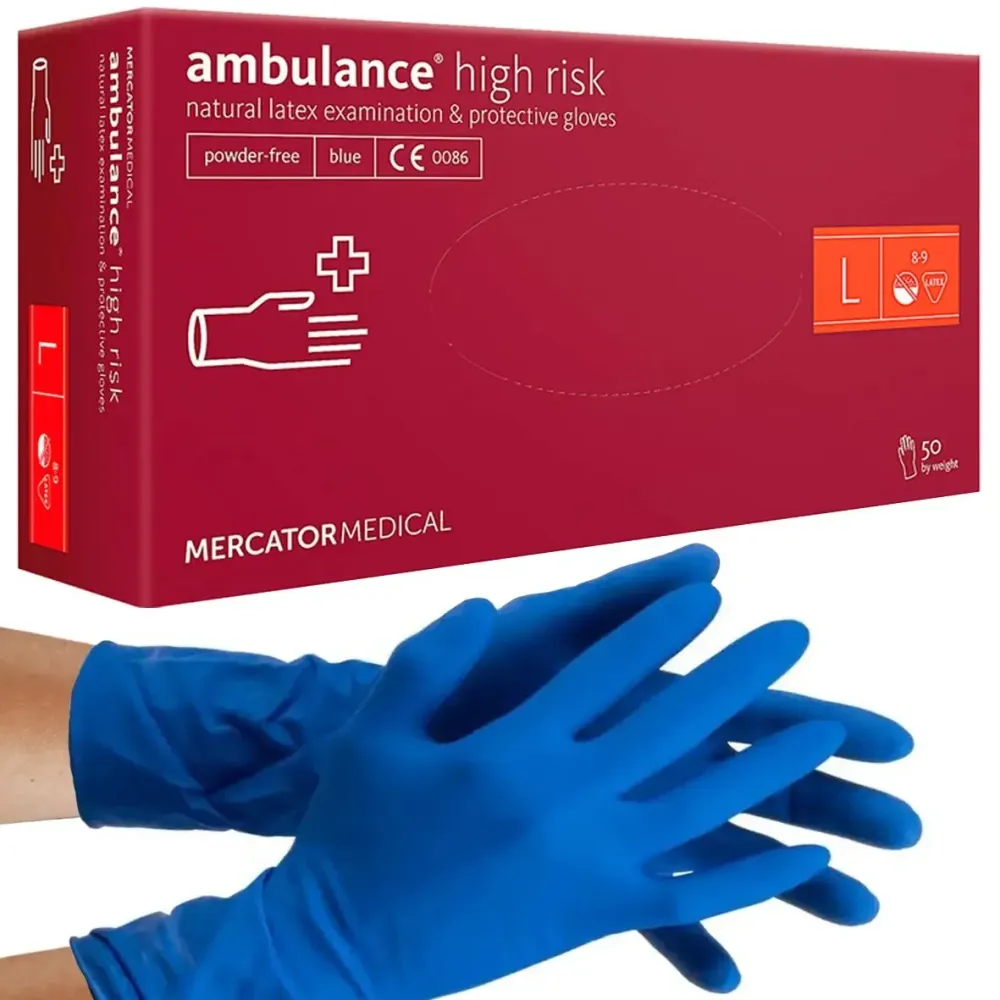 Медичні рукавиці "Ambulance-PF" латексні підвищеної міцності, розмір S (6-7), уп. 50 штук Киев - изображение 1